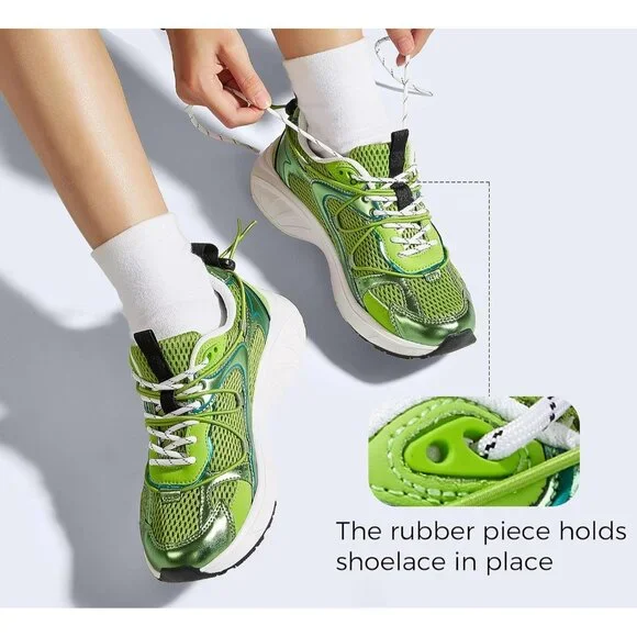 Lucky Step Women's Purple Green Walking Shoes Running Platform Mesh Casual - Picture 4 of 9